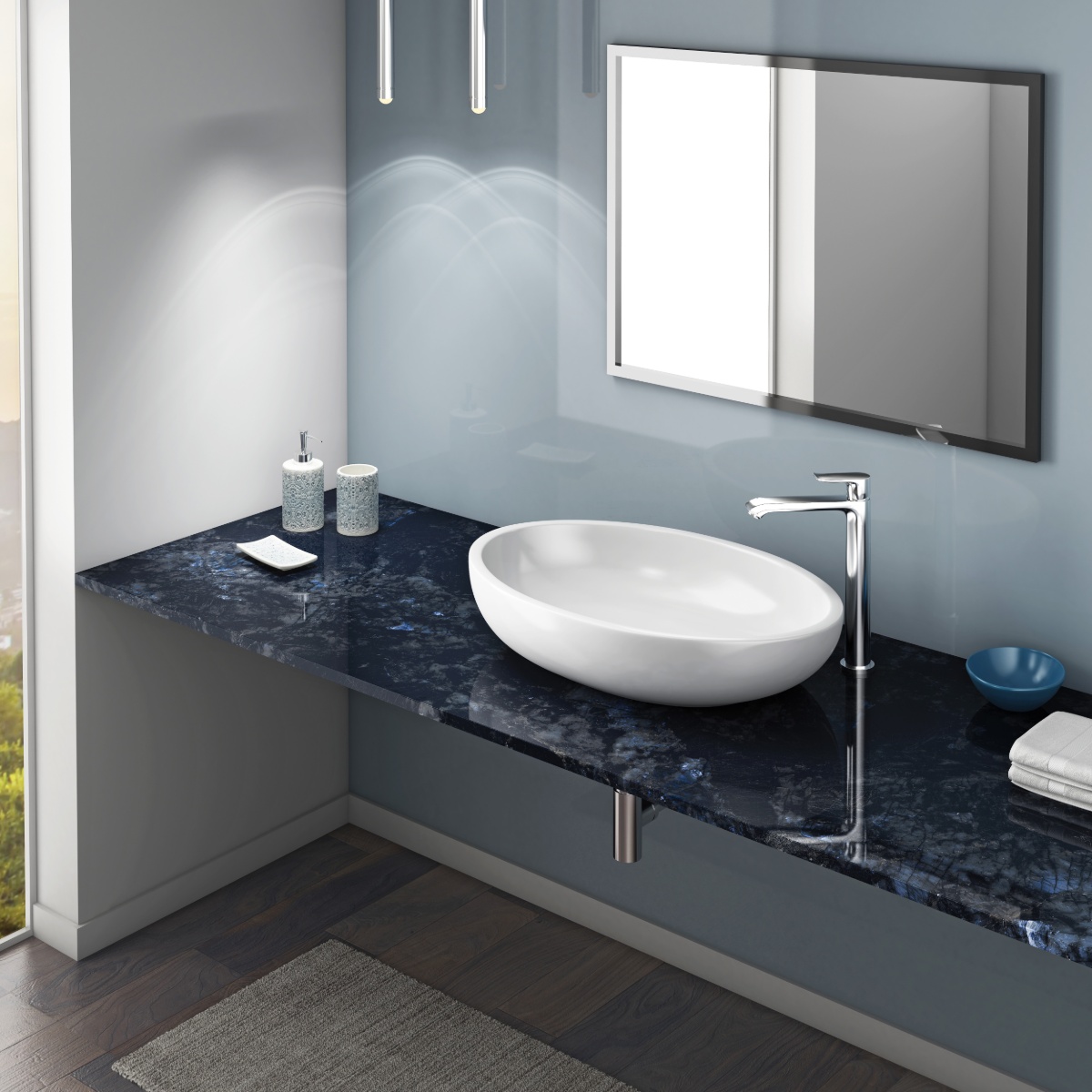 Persian Blue 800 x 2400mm Porcelain Worktops Tiles Bathroom IvySpace