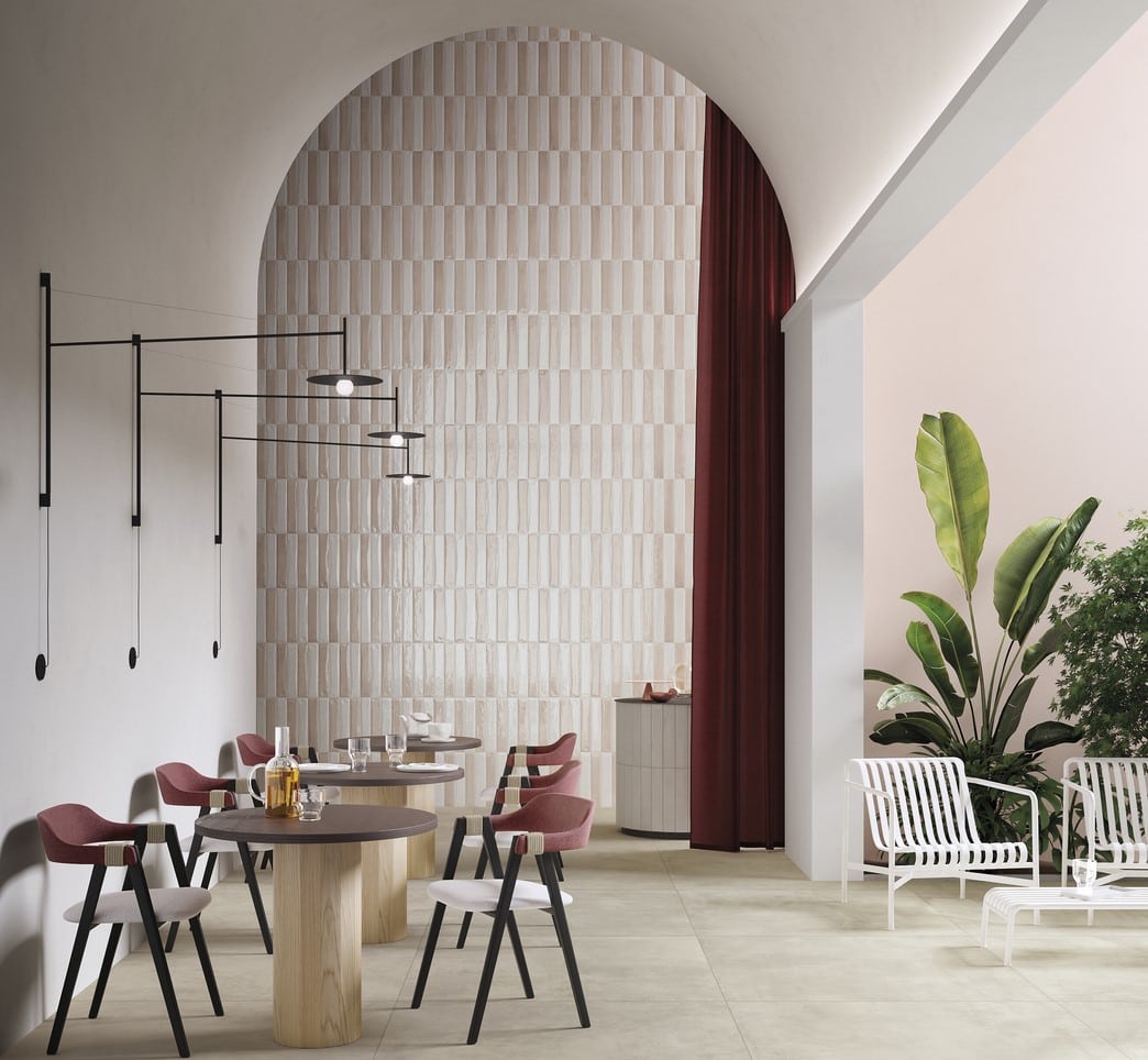 Light Pink Brick Effect Porcelain Wall Tiles Commercial IvySpace