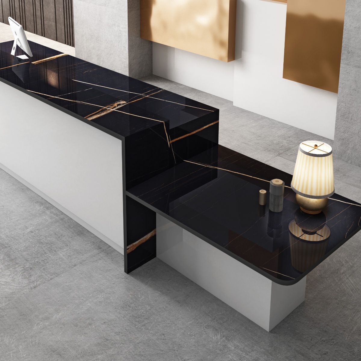 Sahara Black 80x240cm Porcelain Worktops Tiles Commercial Ivy Space