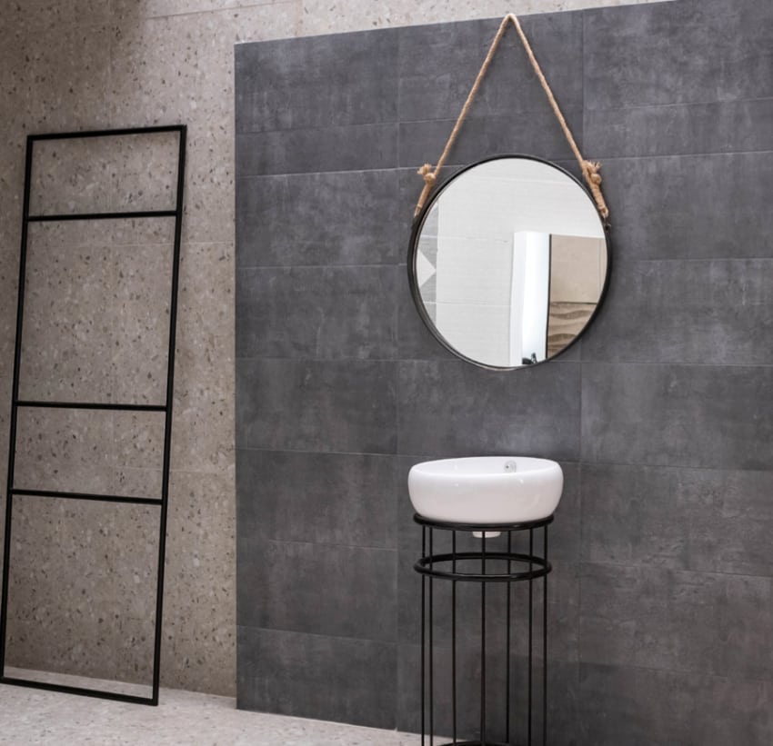 Grey Terrazzo Effect Porcelain Tiles Bathroom IvySpace
