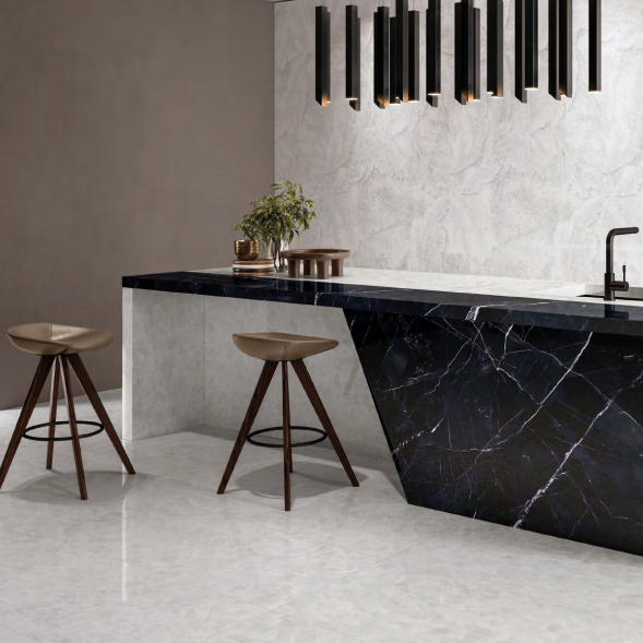 Abstract White Marble / Onyx Effect Kitchen Ivyspace