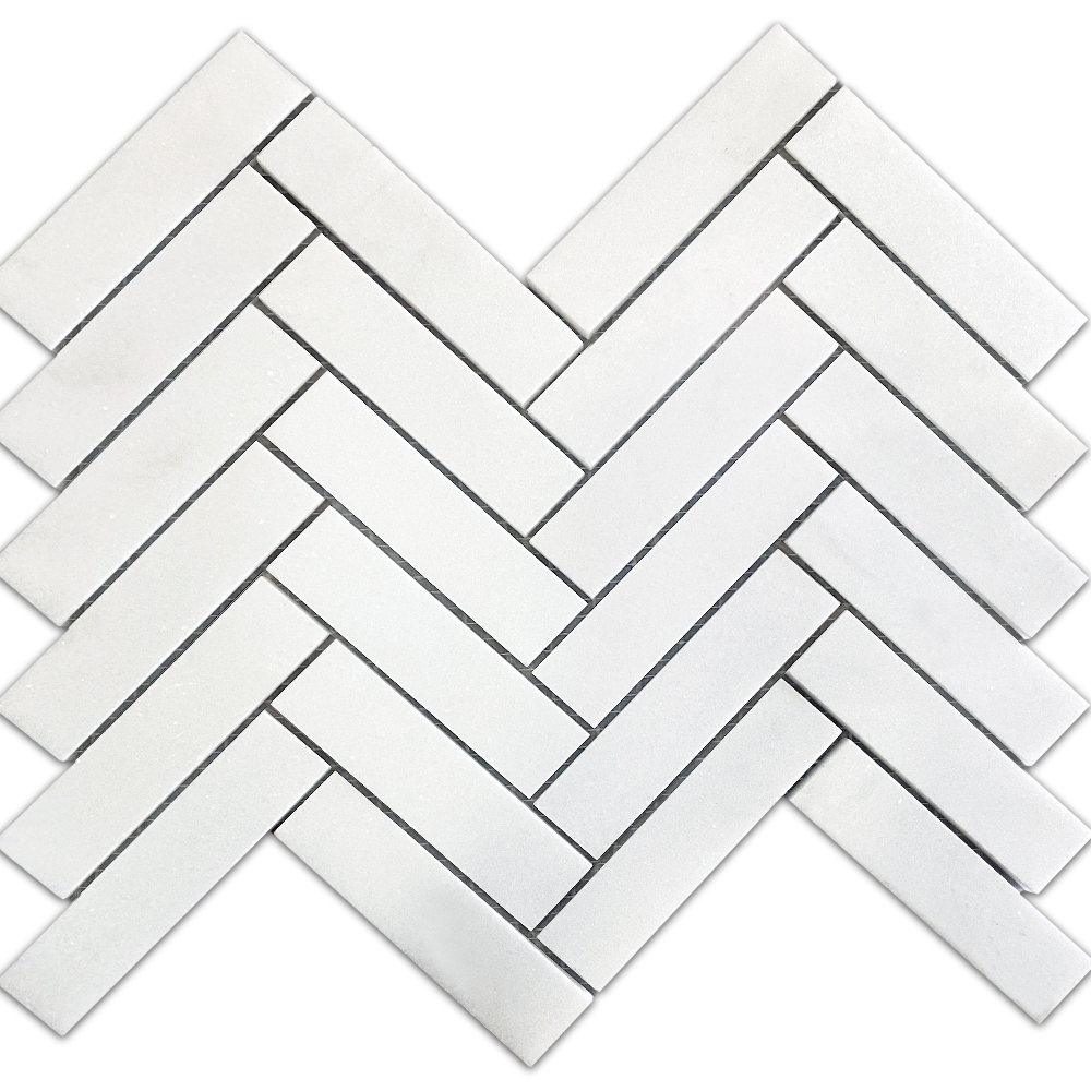 Herringbone Thassos Pure White Wall Ivyspace