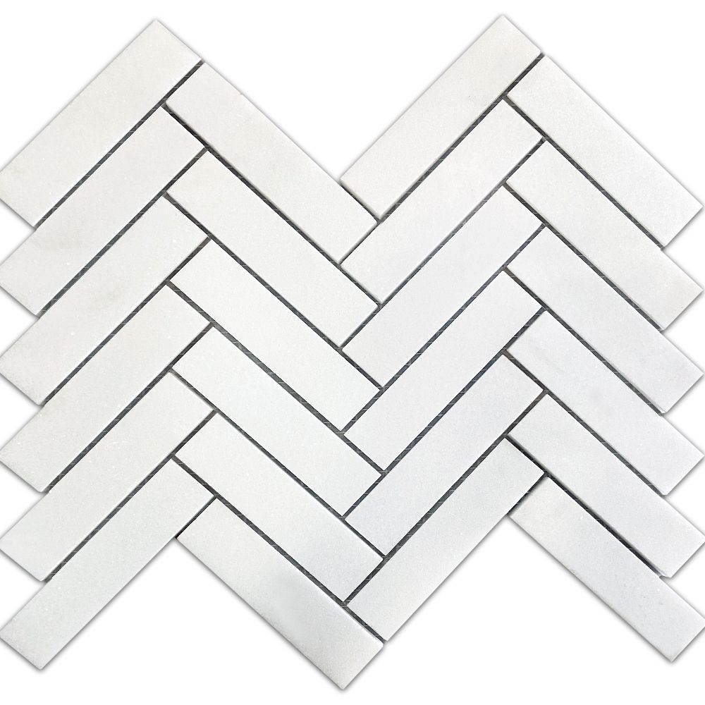 Herringbone Thassos Pure White Wall Ivyspace