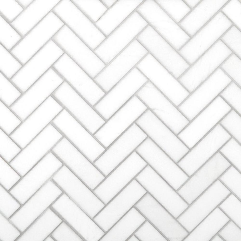 Herringbone Thassos Pure White Wall Ivyspace