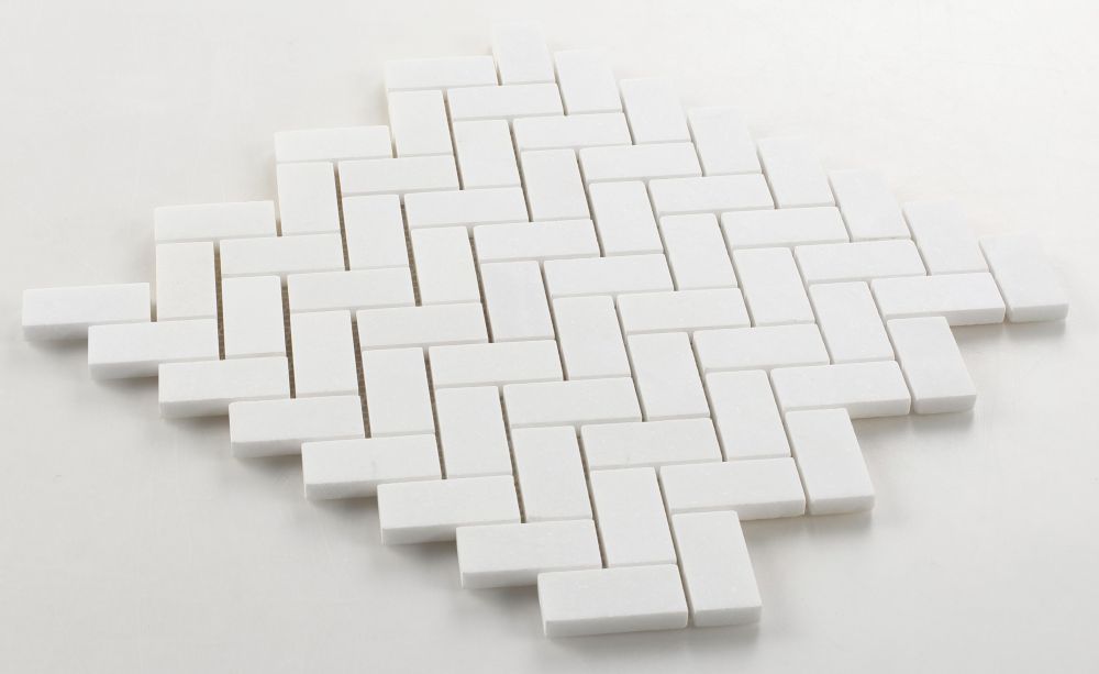 Herringbone Thassos Mini Snow White Wall Ivyspace