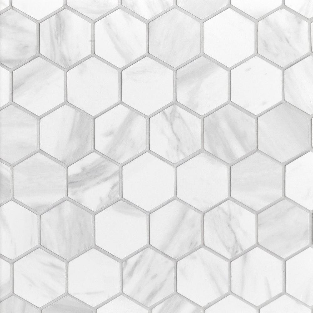 Hexagon Volakas White/Grey Wall Ivyspace