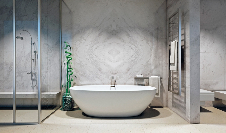 Volakas Marble Bookmatch Bathroom
