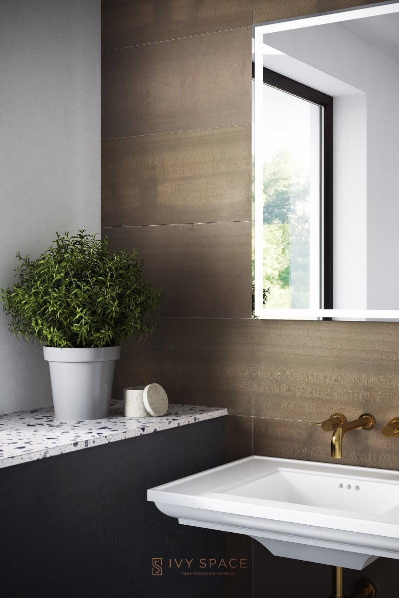 Zebra Brey Brown/Grey Limestone Sink Bathroom Wall Tiles Ivyspace